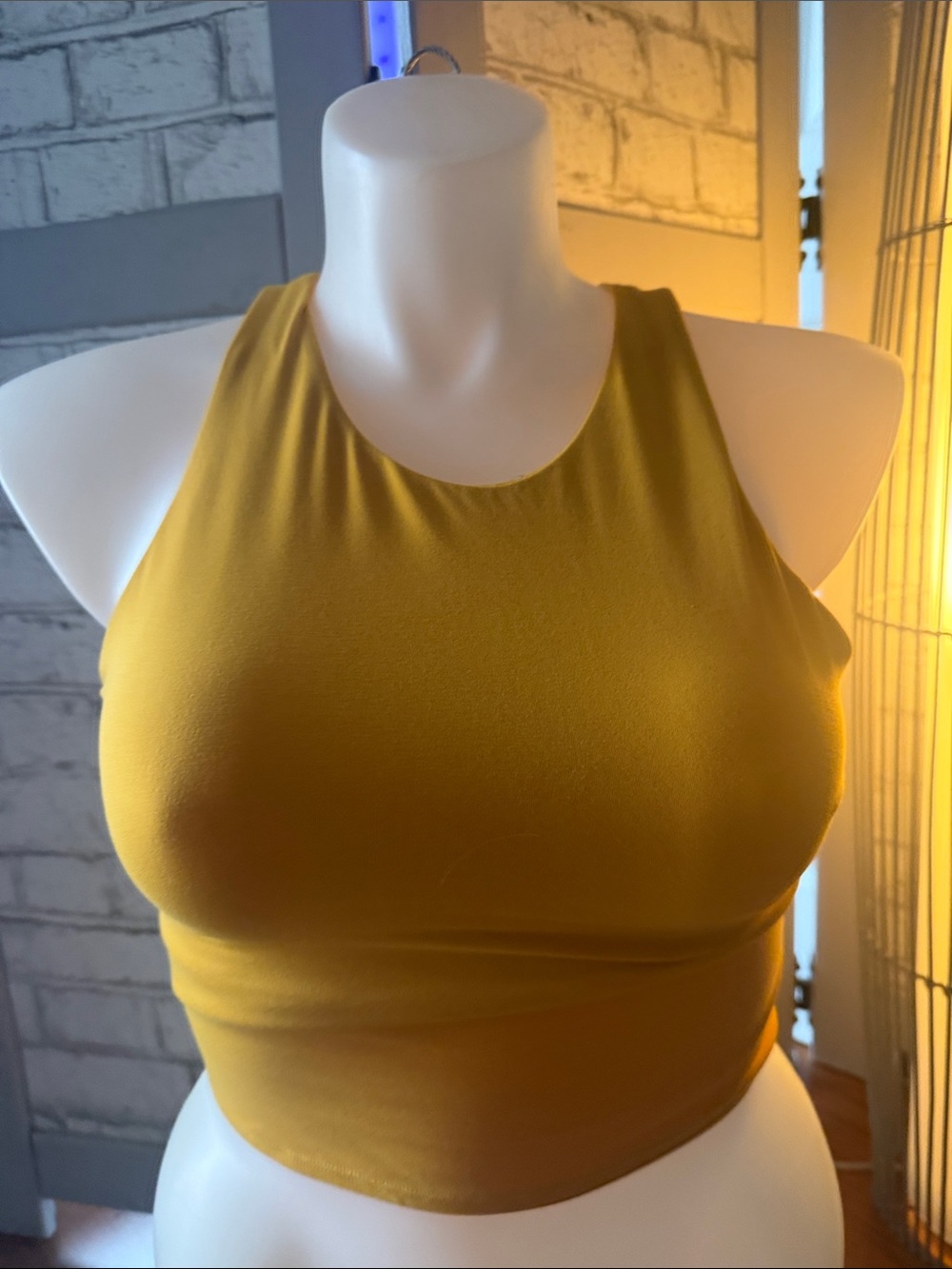 Athleta Mustard Yellow Cropped Racerback Tank